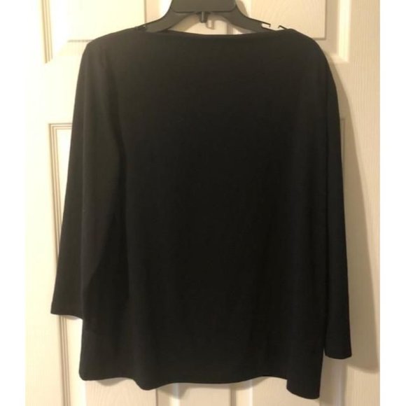 Ruby Rd Women's Pullover Top XL, Black with Tribal Beading - Picture 2 of 5